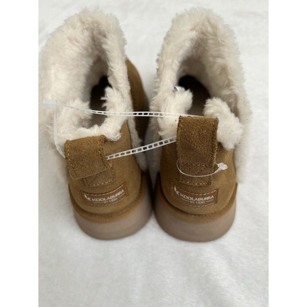 Koolaburra by UGG Cozy Faux Fur Lined Platform Chestnut Ankle Boots Women 9 NEW - Picture 4 of 9